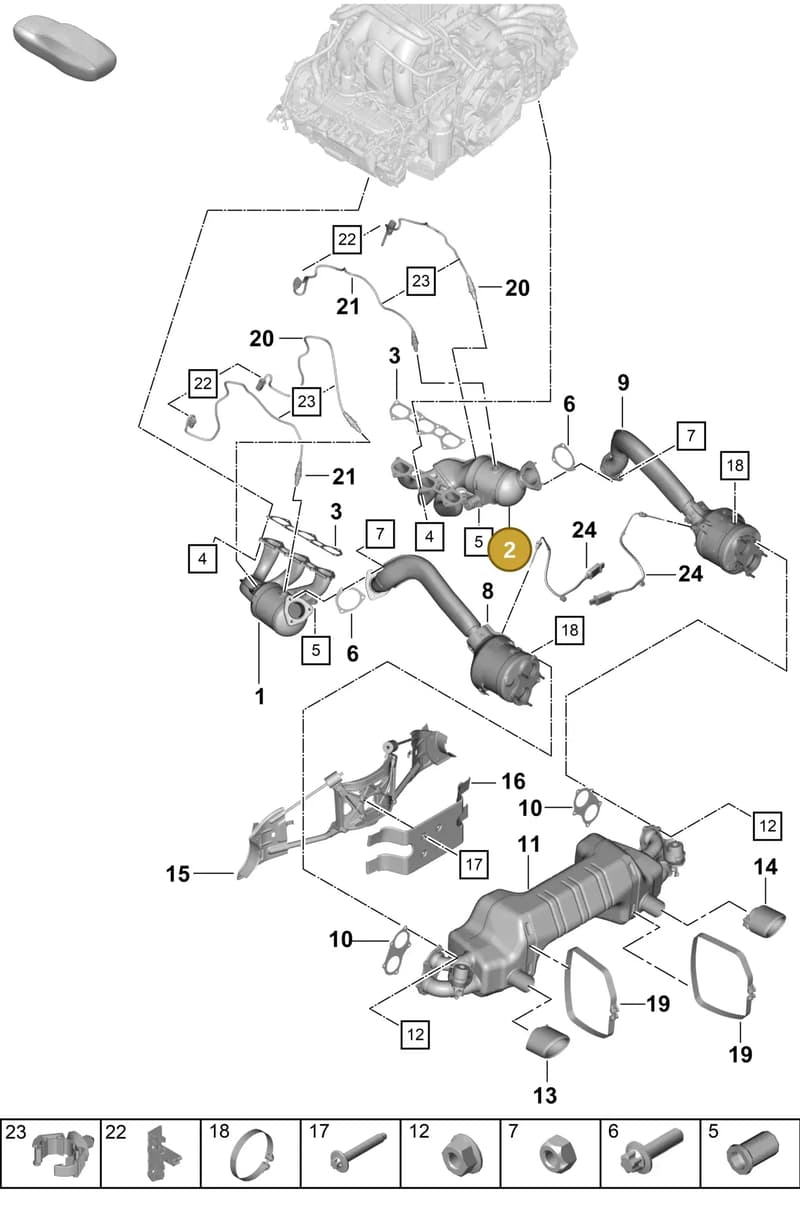 982254018CX — Porsche Boxster Spyder (2019-2020) diagram p55202000, position 2