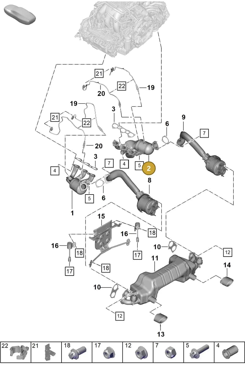 982254018F — Porsche Boxster Spyder (2019-2020) diagram p54202005, position 2