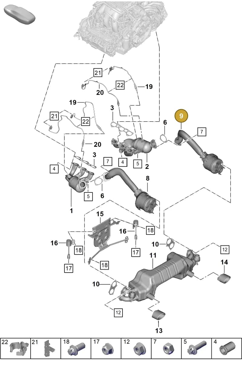 982254350B — Porsche Boxster Spyder (2019-2020) diagram p54202005, position 9