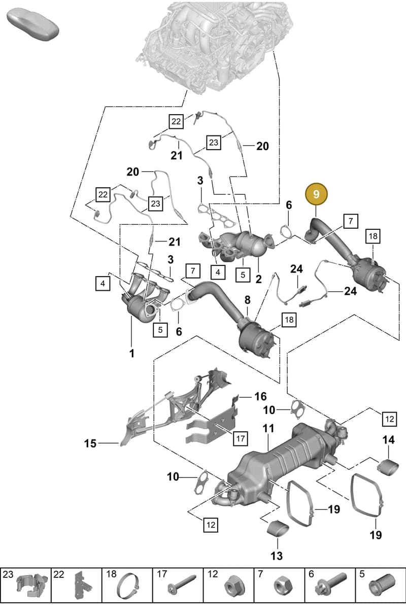 982254350B — Porsche Boxster Spyder (2019-2020) diagram p55202000, position 9