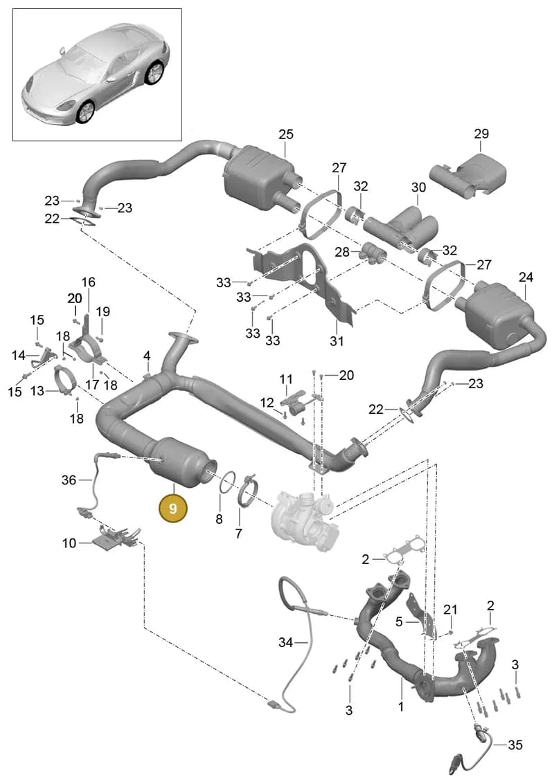 982254350R — Porsche Boxster (2016-2019) diagram p50202000, position 9