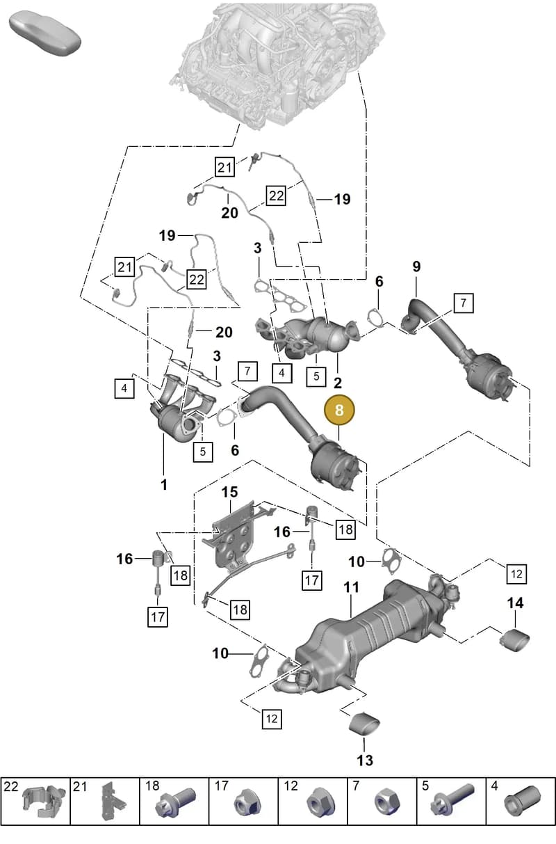982254351B — Porsche Boxster Spyder (2019-2020) diagram p54202005, position 8