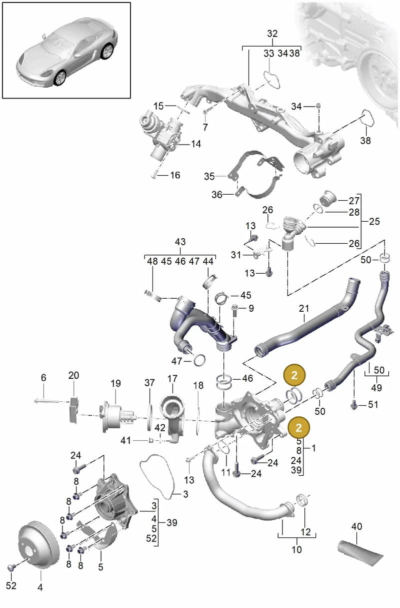 982265189 — Porsche Cayman (2016-2019) diagram p50105000, position 2