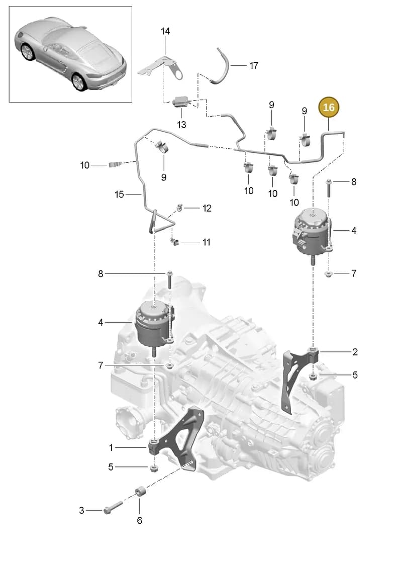 982399469C — Porsche Cayman (2016-2019) diagram p50306000, position 16