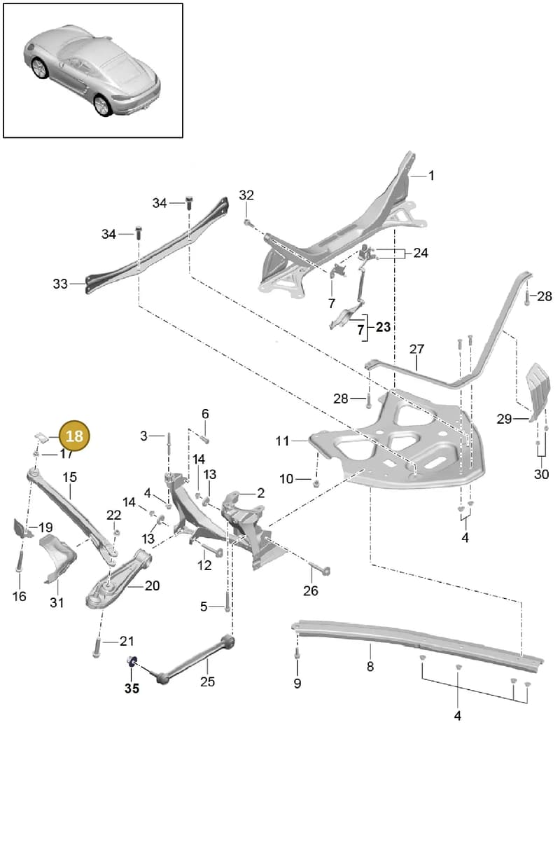 982501299 — Porsche Cayman (2016-2019) diagram p50501000, position 18