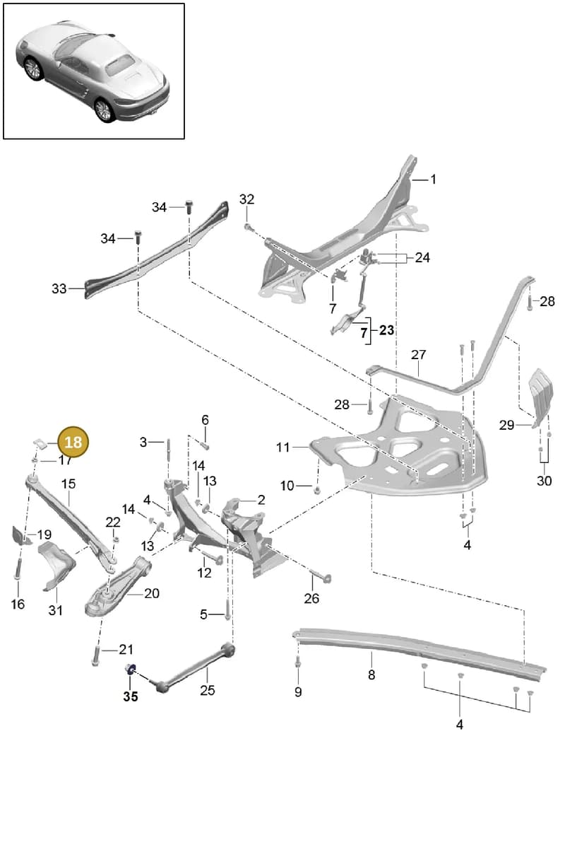 982501299 — Porsche Boxster (2016-2019) diagram p48501001, position 18