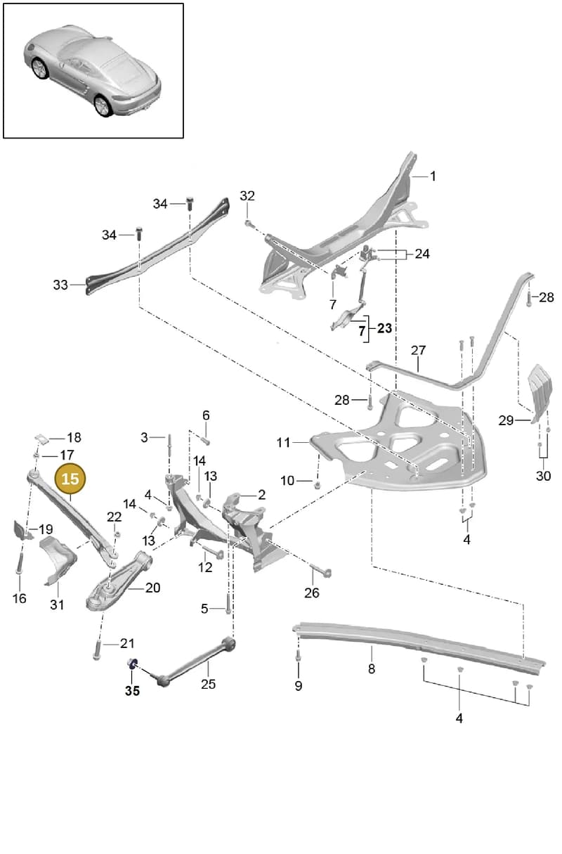 982501401 — Porsche Cayman (2016-2019) diagram p50501000, position 15