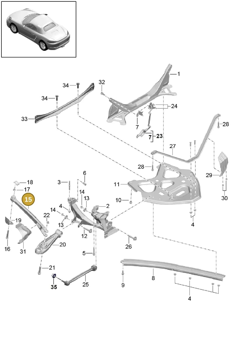 982501401 — Porsche Boxster (2016-2019) diagram p48501001, position 15