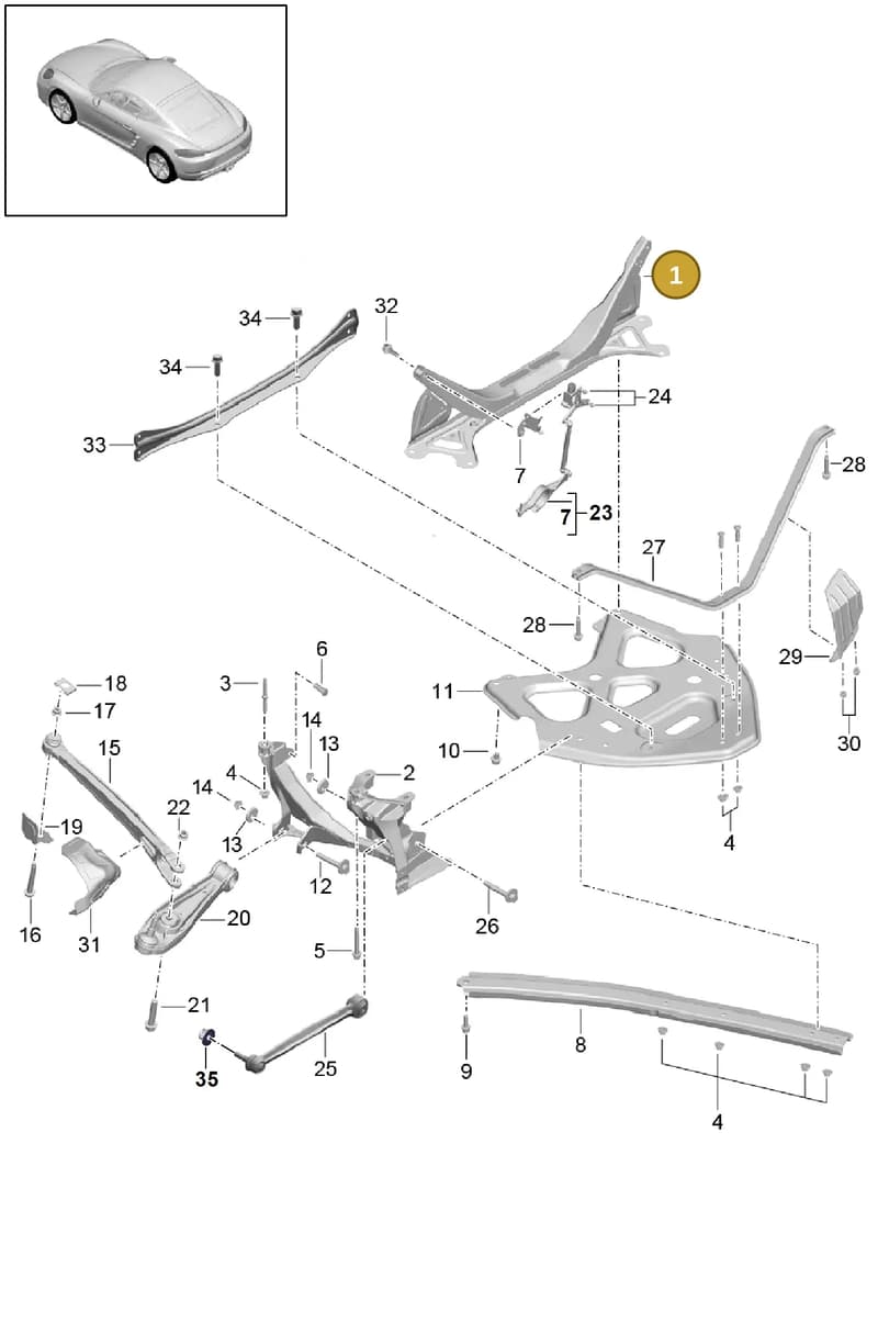 982505099C — Porsche Cayman (2016-2019) diagram p50501000, position 1