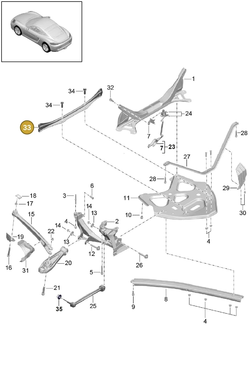 982505475 — Porsche Cayman (2016-2019) diagram p50501000, position 33