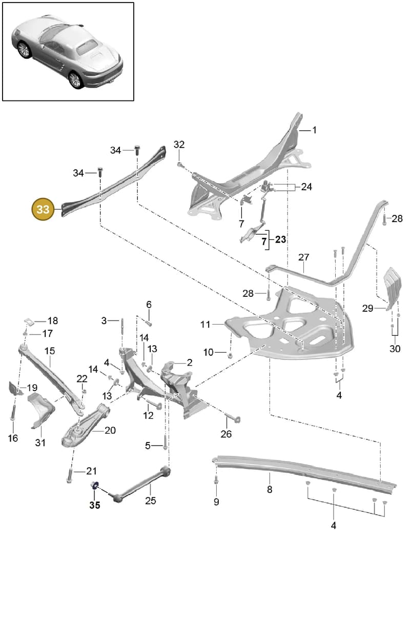 982505475 — Porsche Boxster (2016-2019) diagram p48501001, position 33