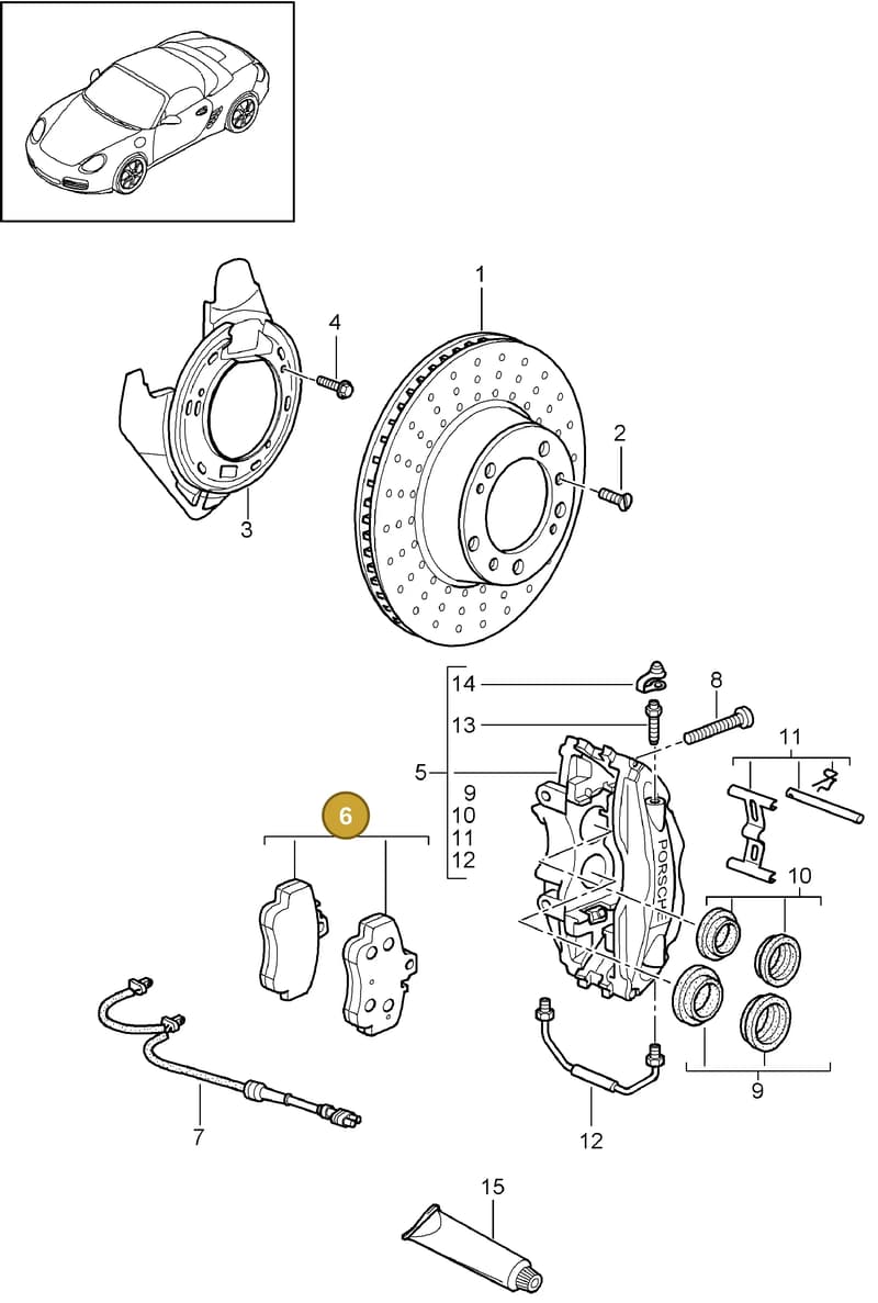 982698451C — Porsche Boxster S (2008-2012) diagram p33603000, position 6