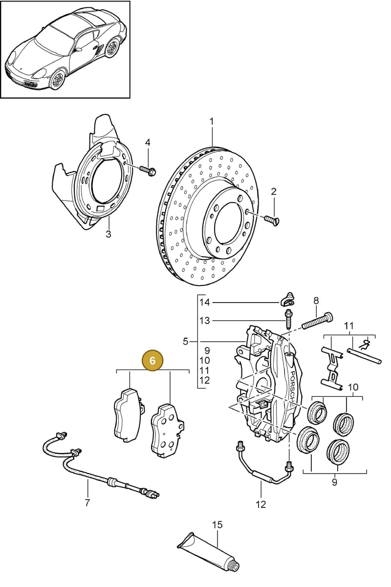 982698451C — Porsche Cayman (2008-2012) diagram p34603000, position 6