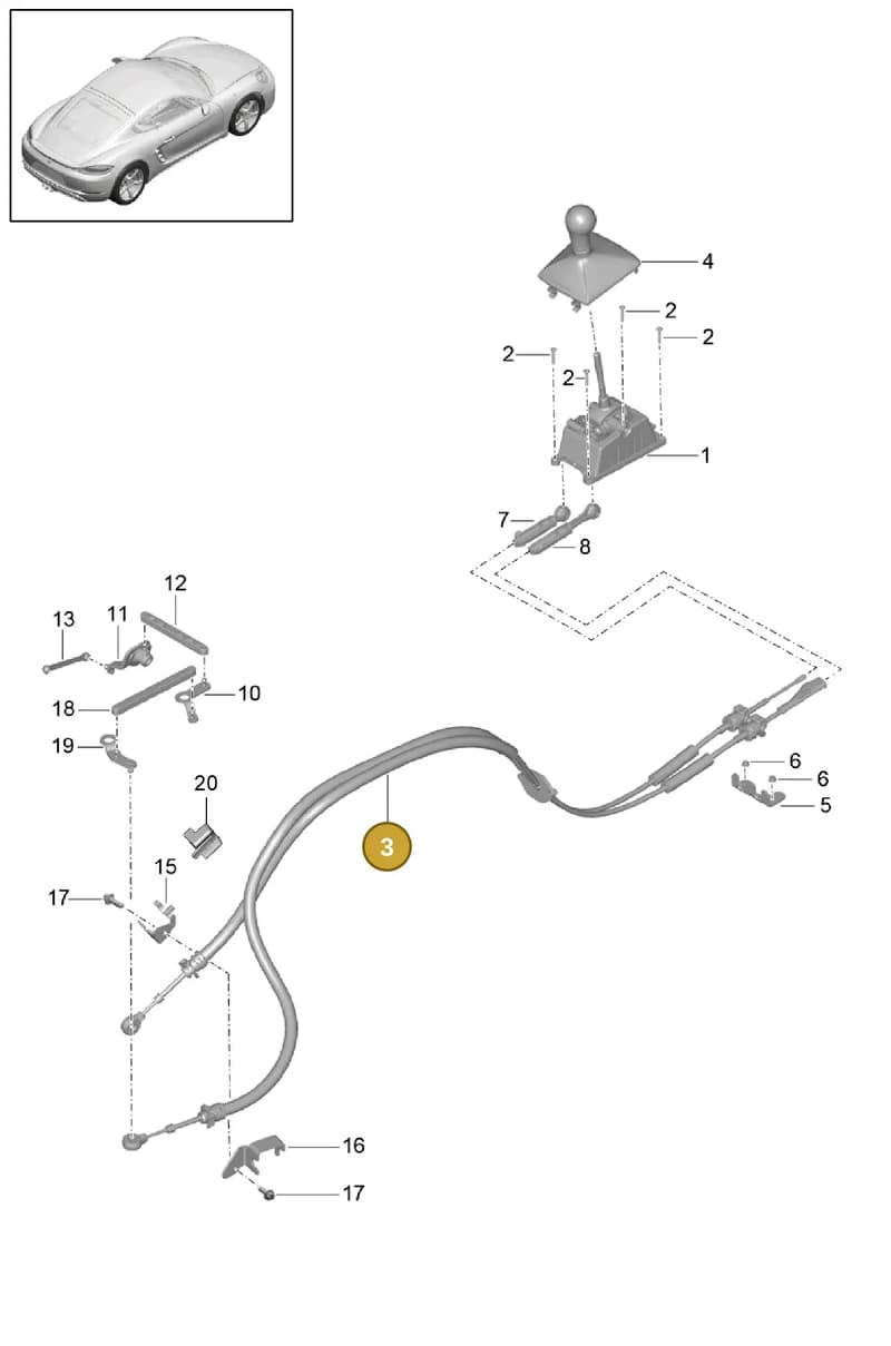 982711007E — Porsche Cayman (2016-2019) diagram p50701000, position 3