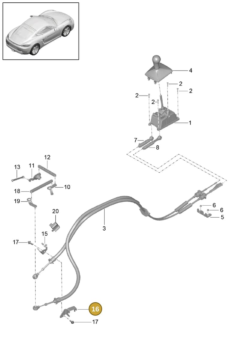 982711583 — Porsche Cayman (2016-2019) diagram p50701000, position 16