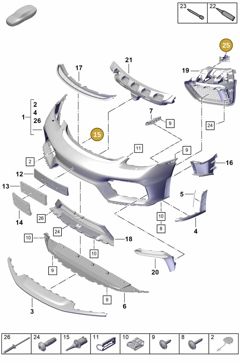 982807006 — Porsche Cayman (2019-2022) diagram p55802000, position 15+25