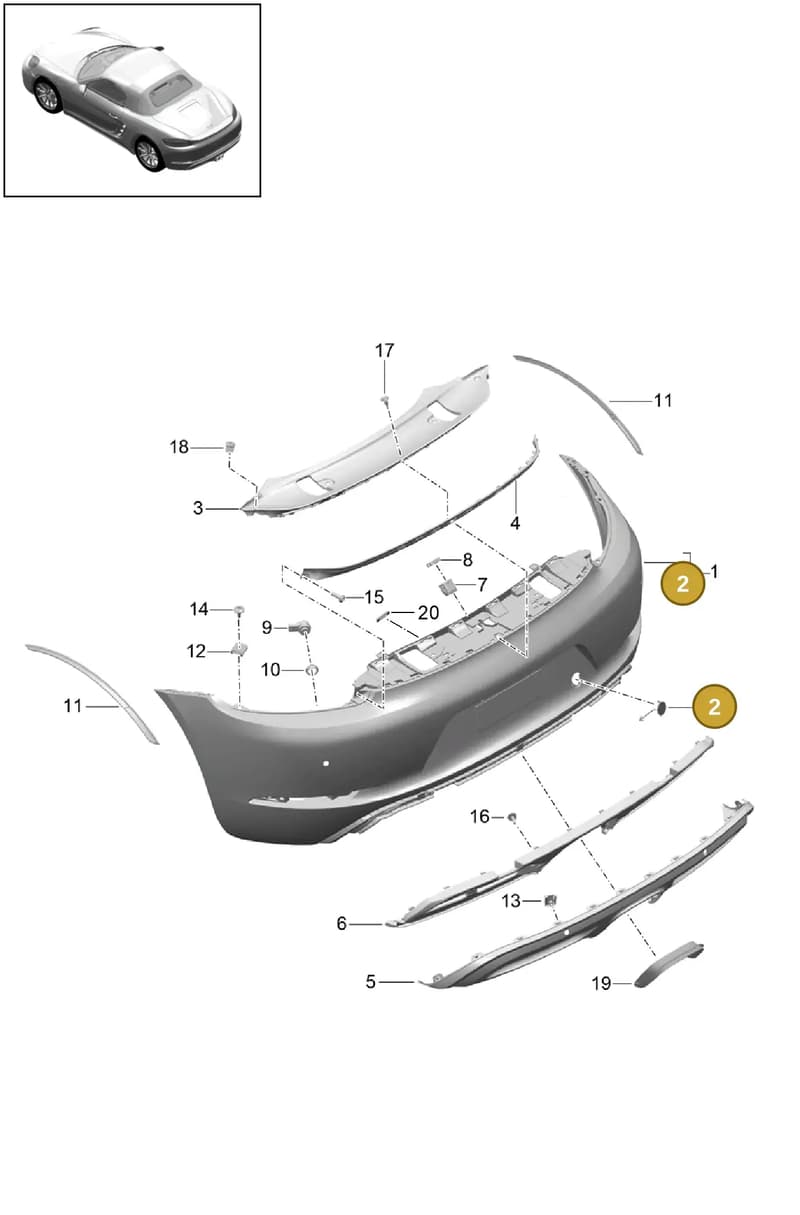 982807442G2X — Porsche Boxster (2016-2019) diagram p48802020, position 2