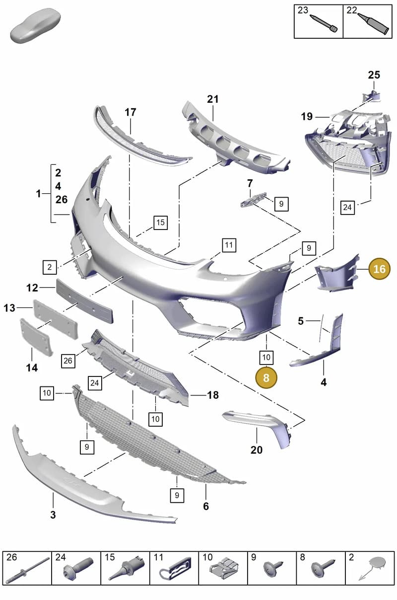 982807606OK1 — Porsche Cayman (2019-2022) diagram p55802000, position 8+16