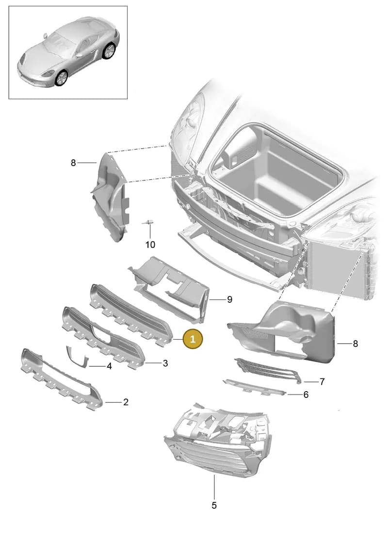 982807725G2X — Porsche Cayman (2016-2019) diagram p50802010, position 1