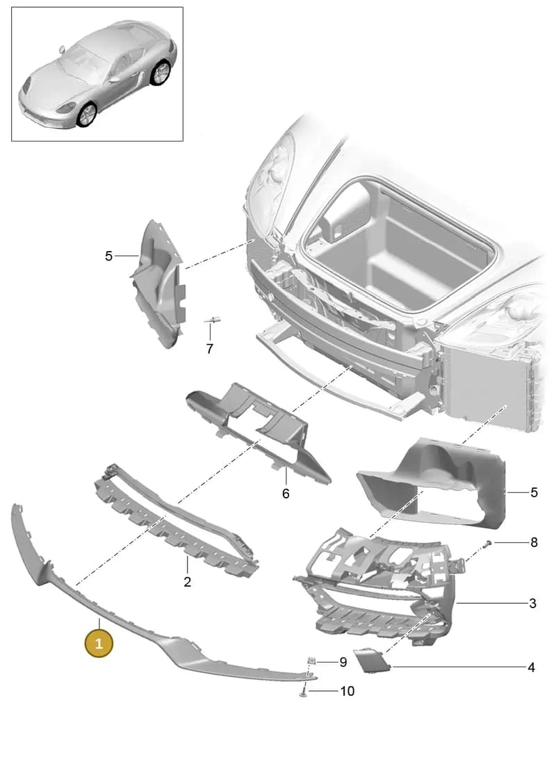 982807725G2X — Porsche Cayman (2016-2019) diagram p50802013, position 1