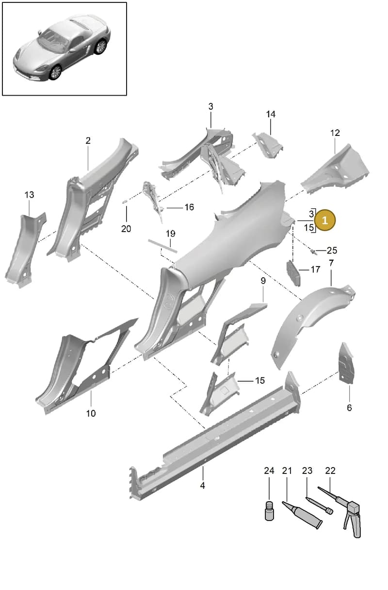 982809085DYGRV — Porsche Boxster (2016-2019) diagram p48801050, position 1