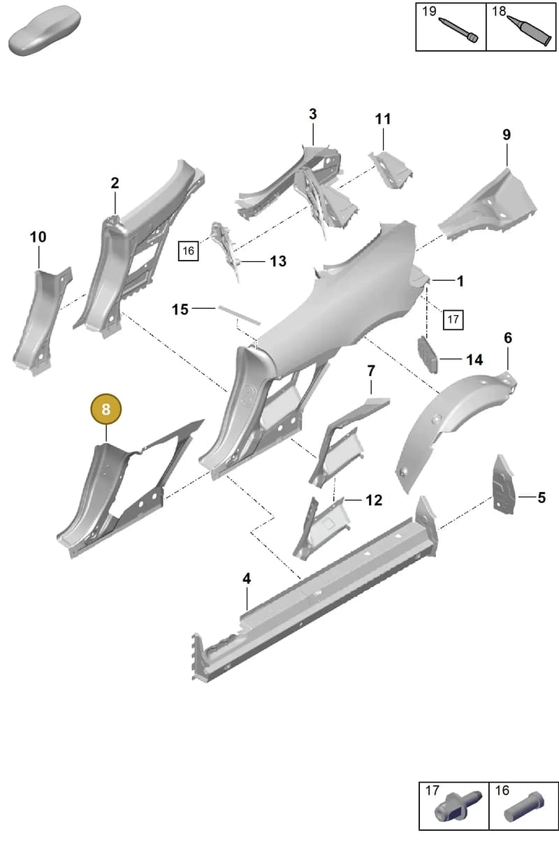 982809086BYGRV — Porsche Boxster Spyder (2019-2020) diagram p54801500, position 8