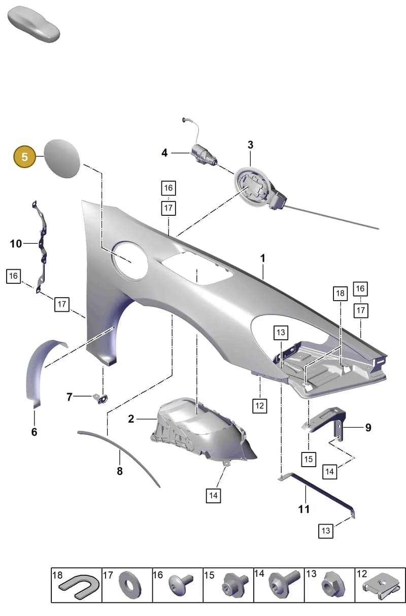 982809905YGRV — Porsche Boxster Spyder (2019-2020) diagram p54801410, position 5