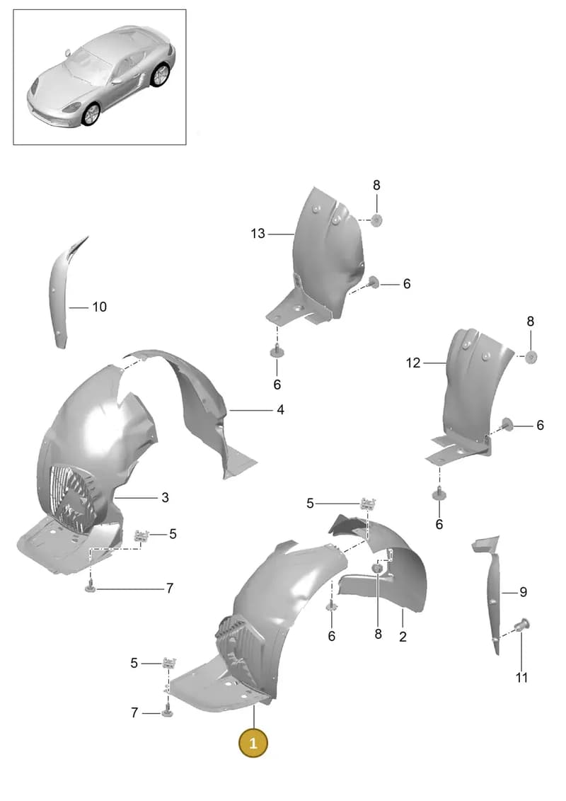 982809957G — Porsche Cayman (2016-2019) diagram p50801080, position 1