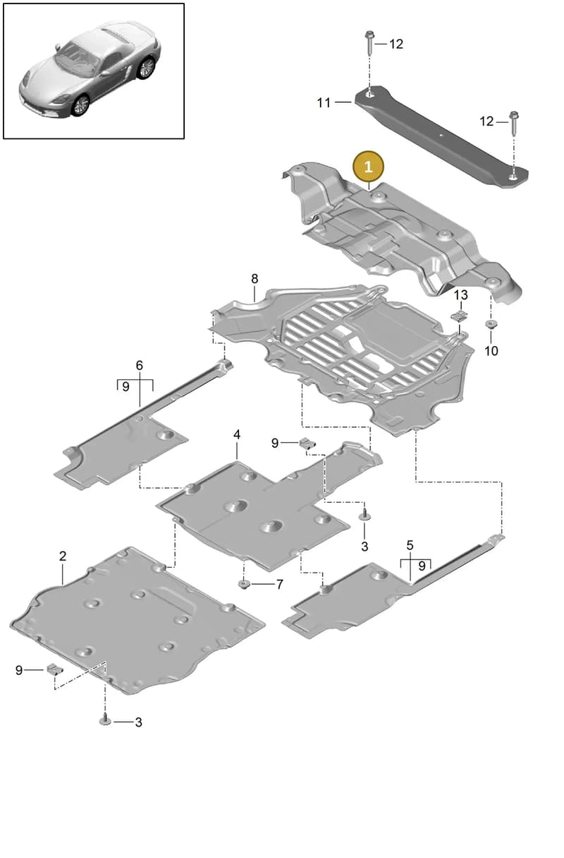 982809957G — Porsche Boxster (2016-2019) diagram p48801070, position 1