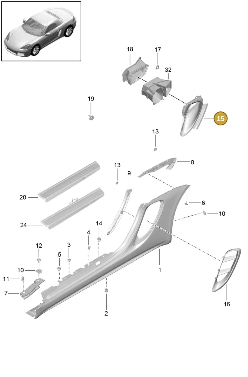 982815265EOK1 — Porsche Boxster (2016-2019) diagram p48801090, position 15
