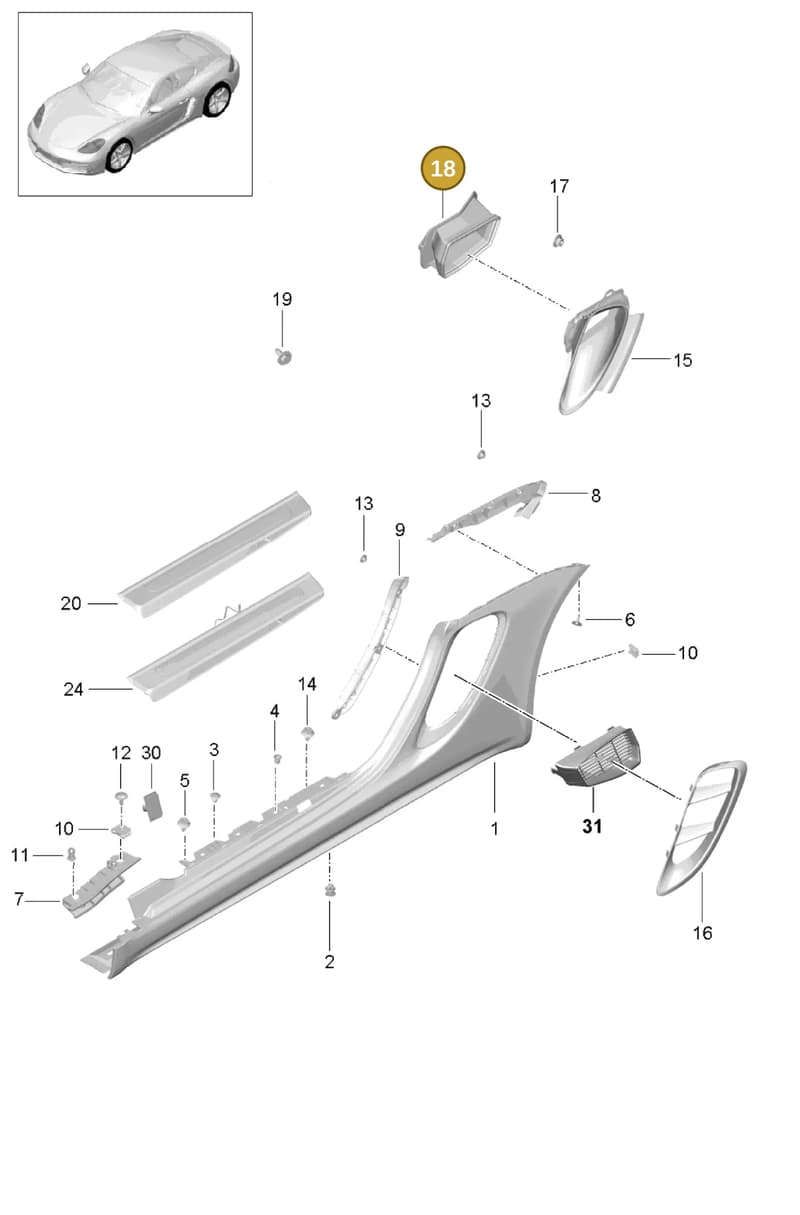 982819658B — Porsche Cayman (2016-2019) diagram p50801090, position 18