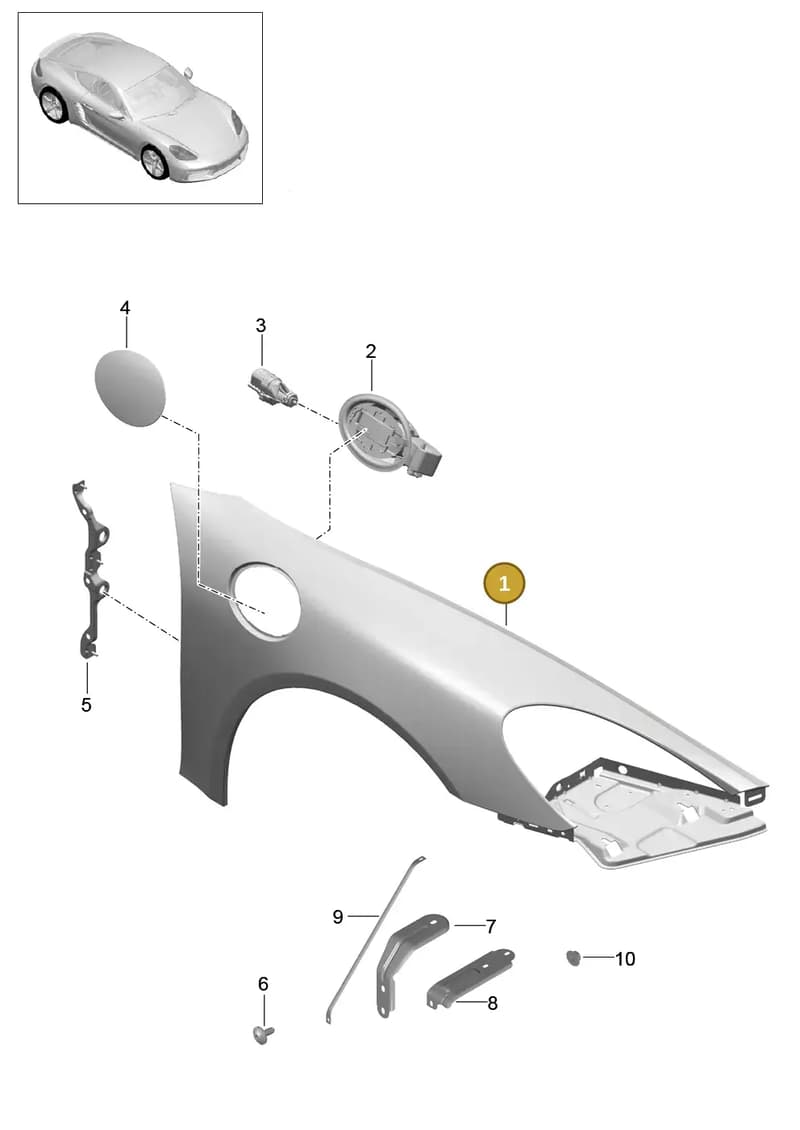 982821021YGRV — Porsche Cayman (2016-2019) diagram p50801040, position 1