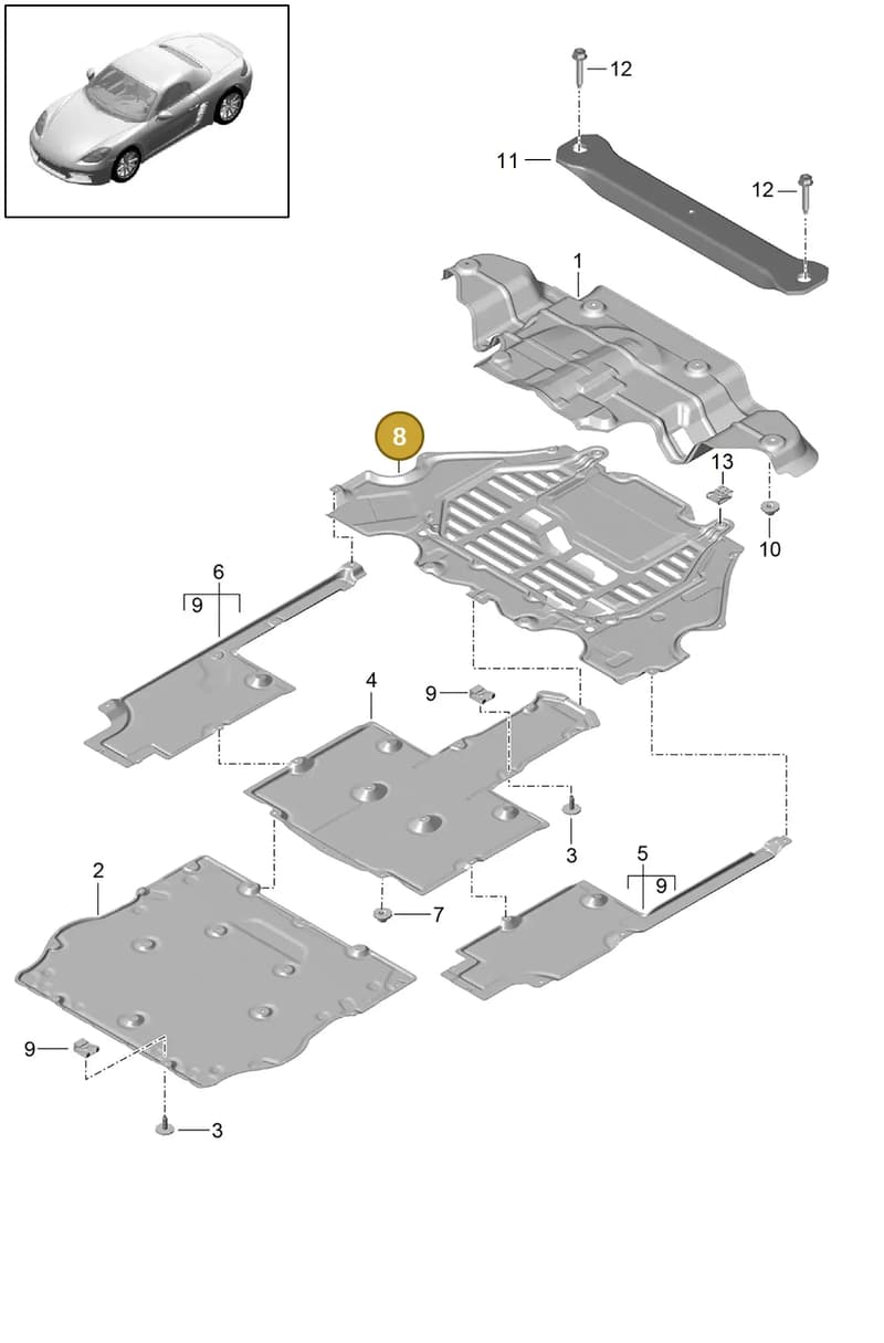 982825253C — Porsche Boxster (2016-2019) diagram p48801070, position 8