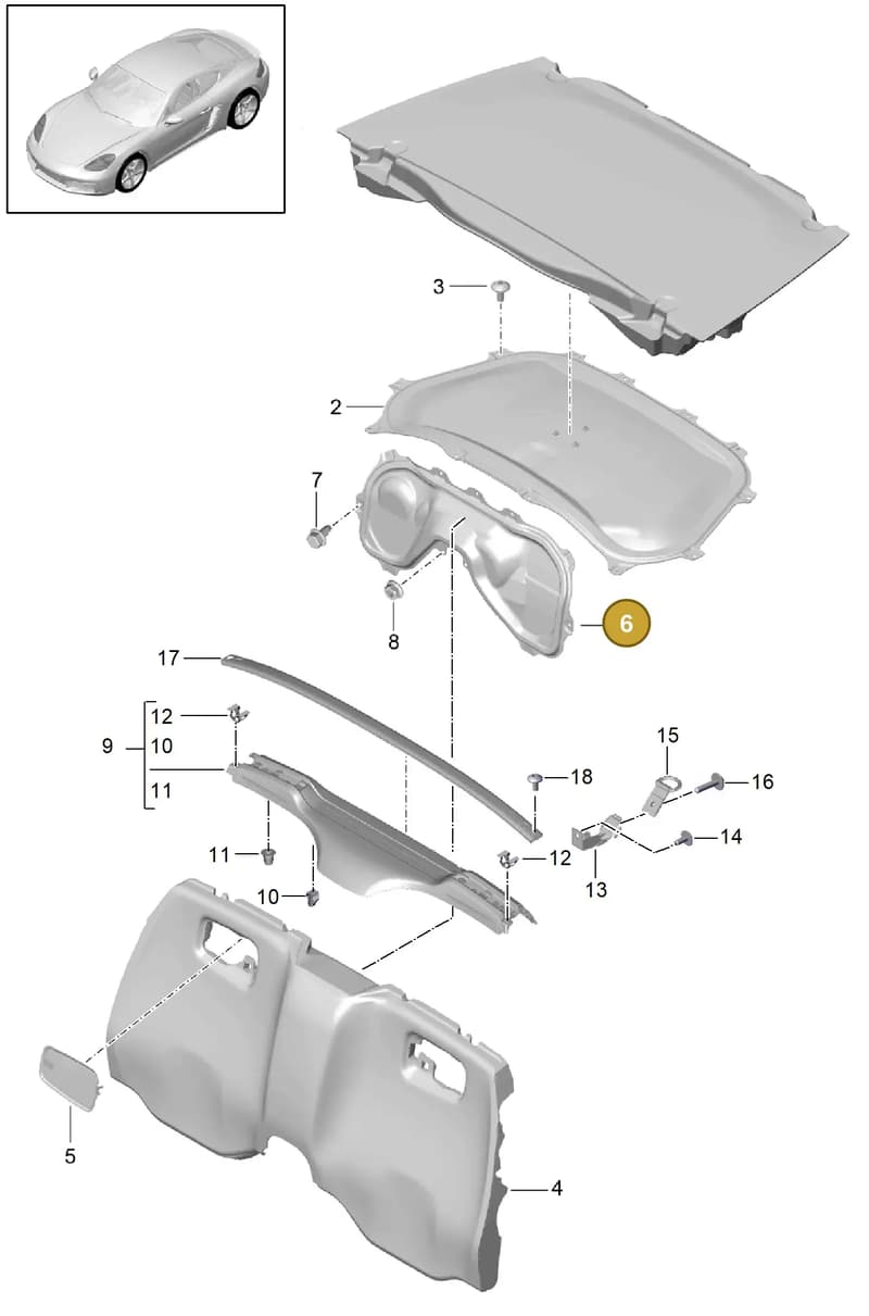 982827014A — Porsche Cayman (2016-2019) diagram p50807025, position 6