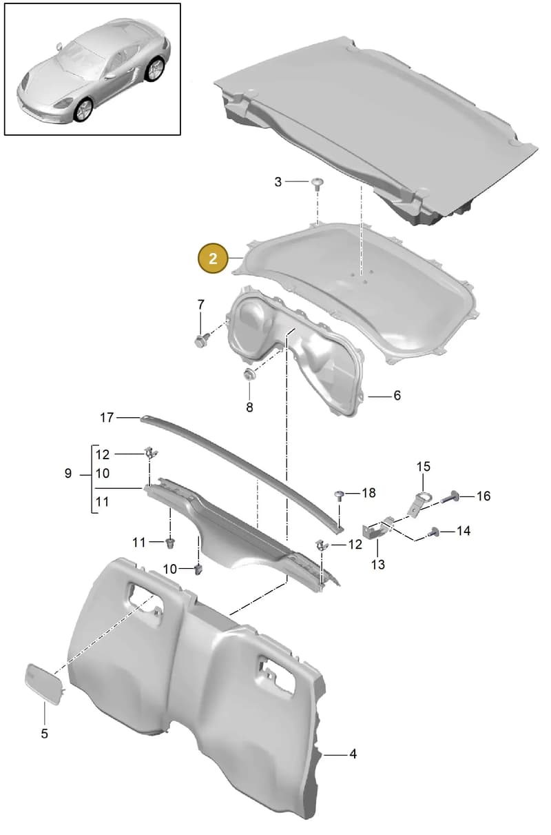 982827015A — Porsche Cayman (2016-2019) diagram p50807025, position 2