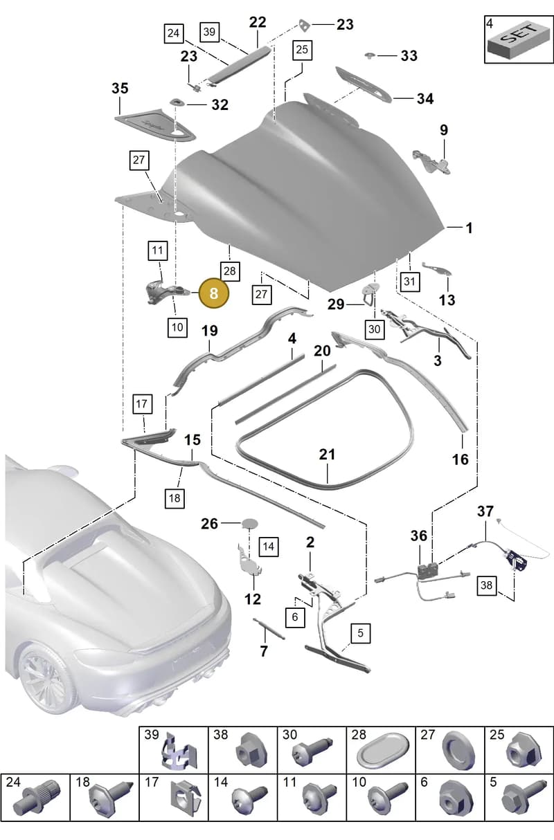 982845353A — Porsche Boxster Spyder (2019-2020) diagram p54803050, position 8