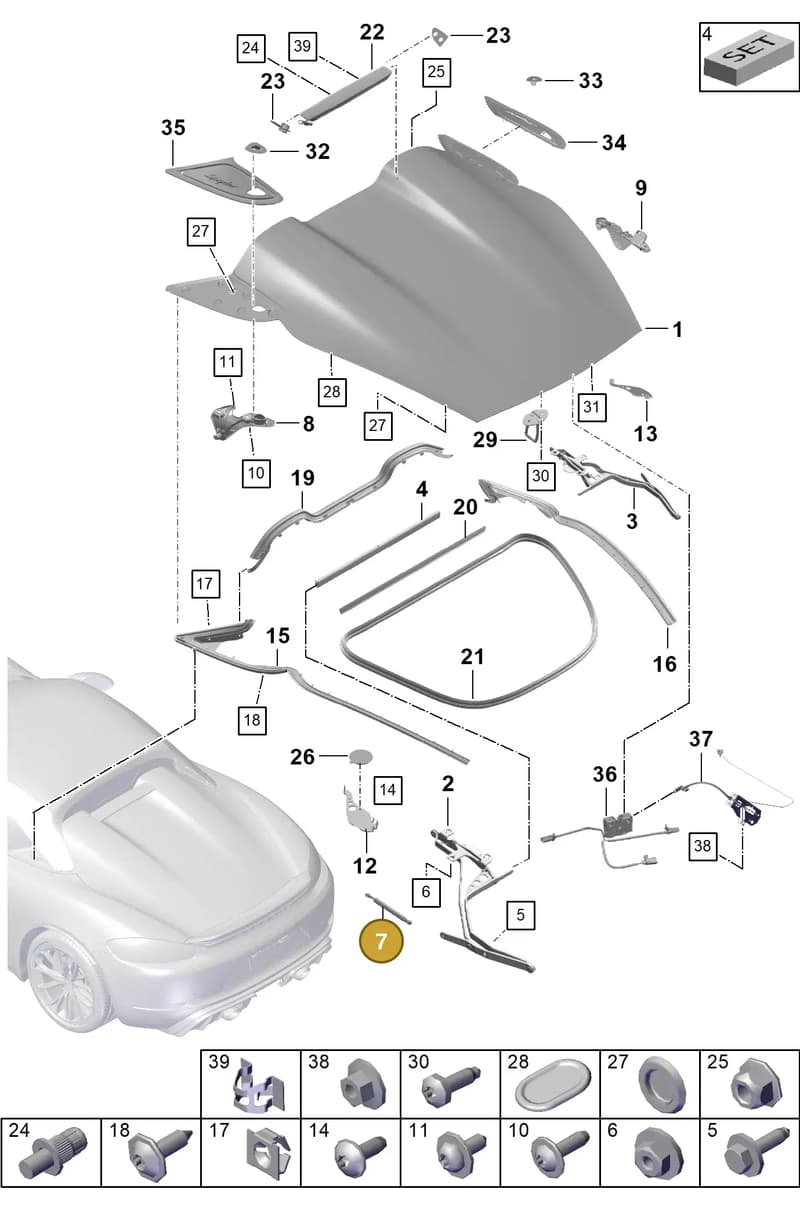 982845396BOK1 — Porsche Boxster Spyder (2019-2020) diagram p54803050, position 7