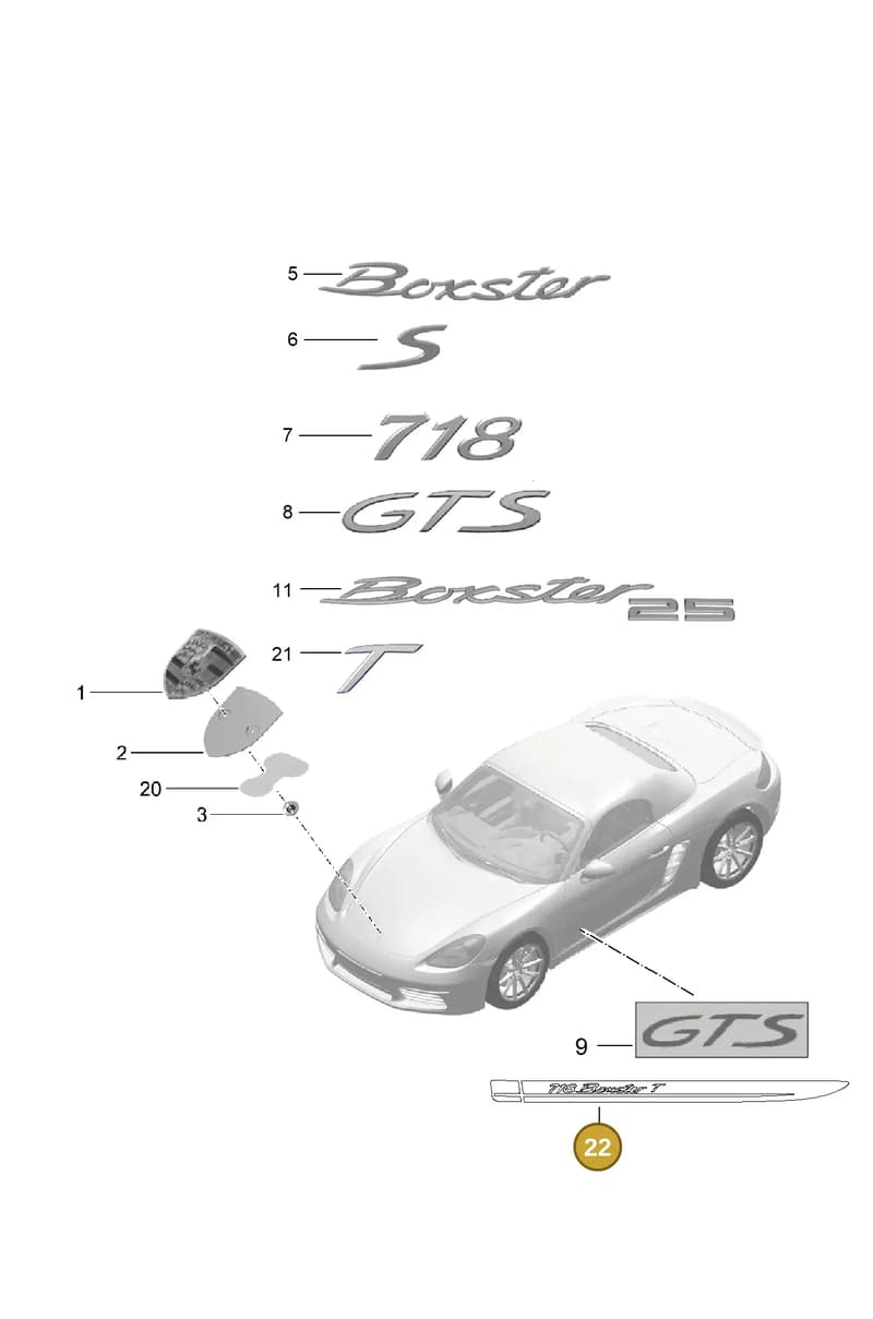 982853410 — Porsche Boxster (2016-2019) diagram p48810000, position 22