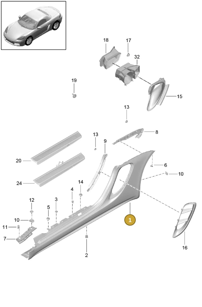 982853563G2X — Porsche Boxster (2016-2019) diagram p48801090, position 1