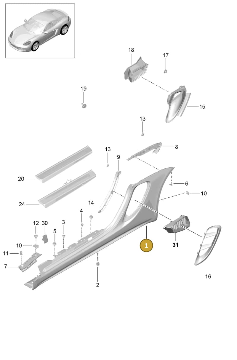 982853564G2X — Porsche Cayman (2016-2019) diagram p50801090, position 1