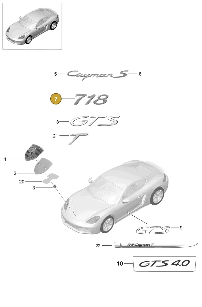 982853675A — Porsche Cayman (2016-2019) diagram p50810000, position 7