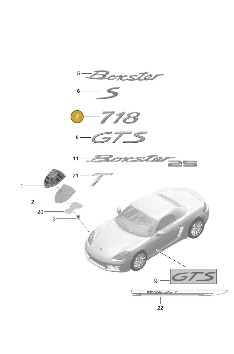 982853675B — Porsche Boxster (2016-2019) diagram p48810000, position 7