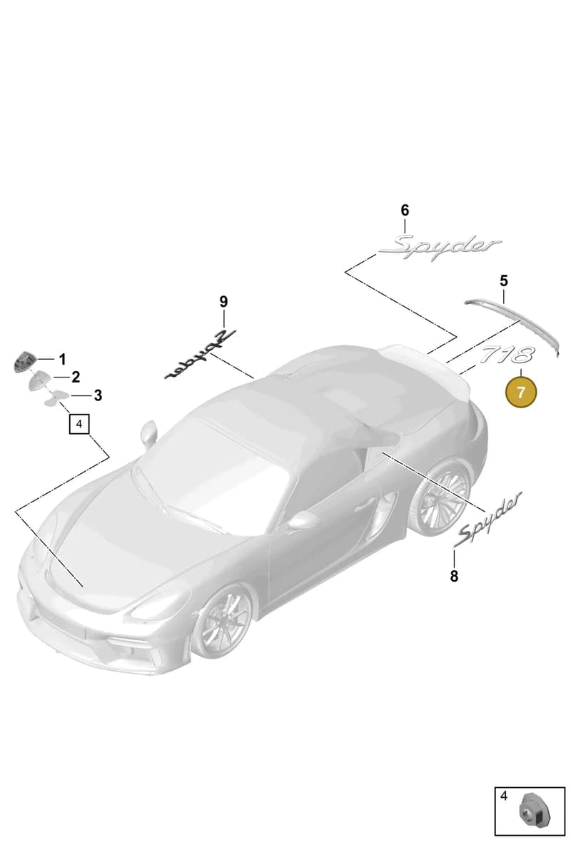 982853675B — Porsche Boxster Spyder (2019-2020) diagram p54810000, position 7