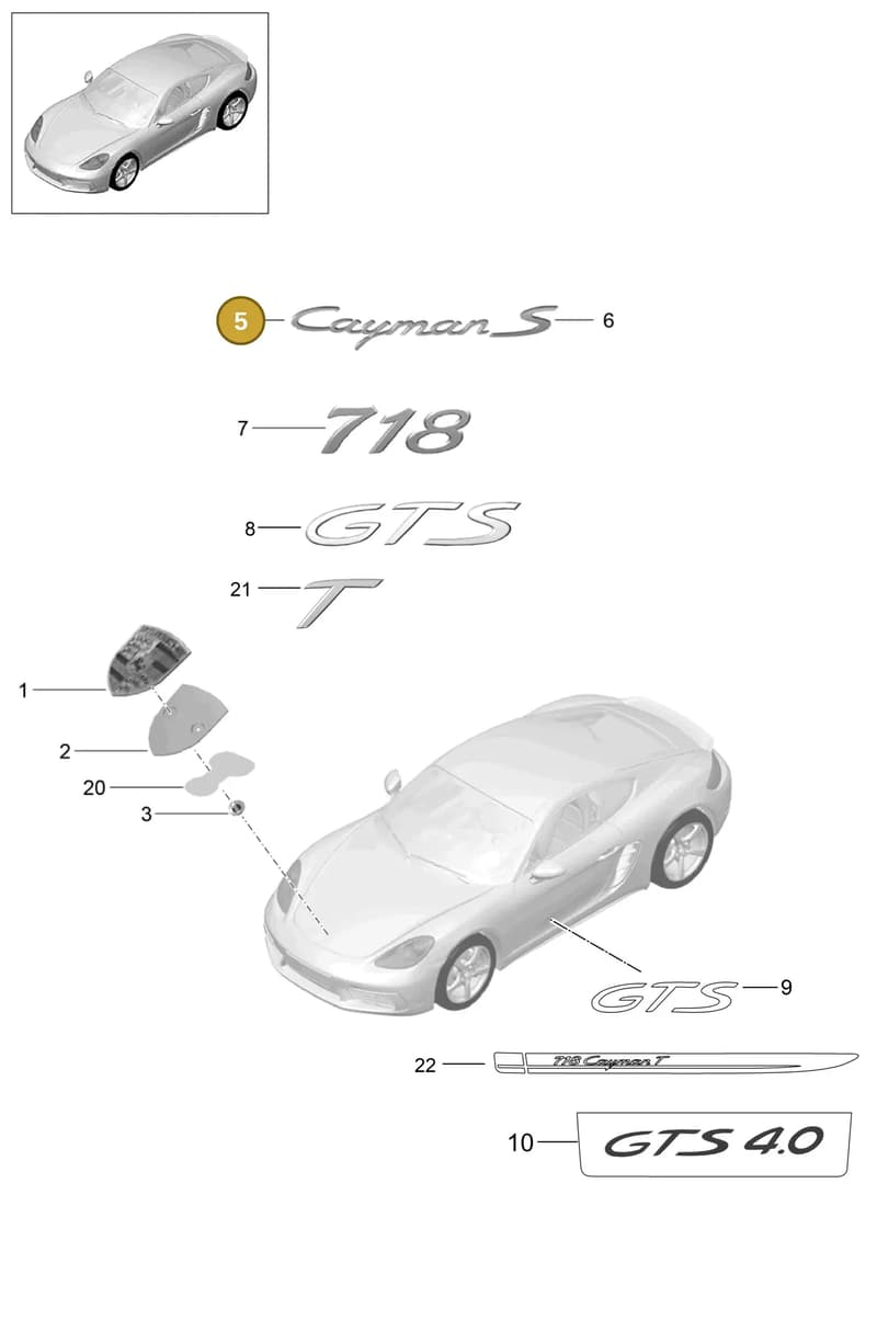 982853675D — Porsche Cayman (2016-2019) diagram p50810000, position 5