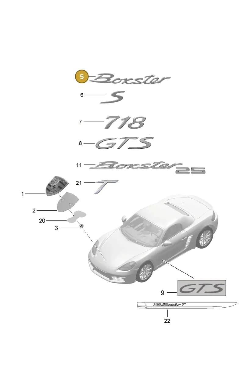 982853675P — Porsche Boxster (2016-2019) diagram p48810000, position 5