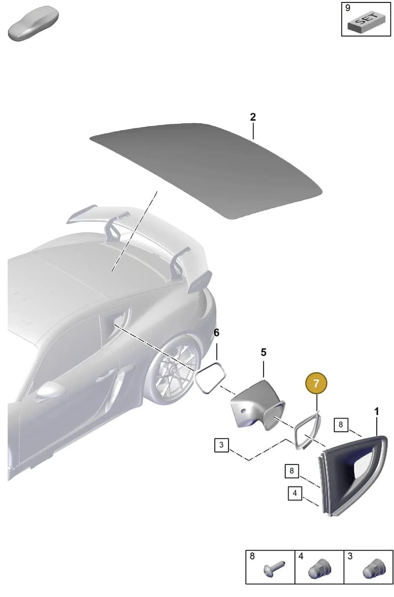 982853726A — Porsche Cayman (2019-2022) diagram p55805010, position 7