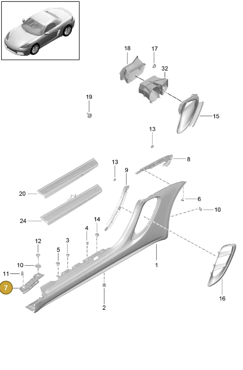 982854542 — Porsche Boxster (2016-2019) diagram p48801090, position 7