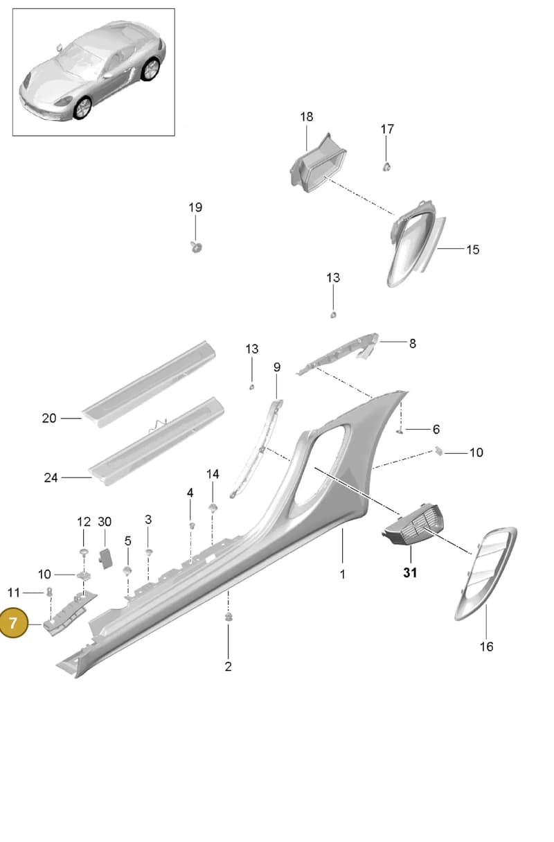 982854542 — Porsche Cayman (2016-2019) diagram p50801090, position 7