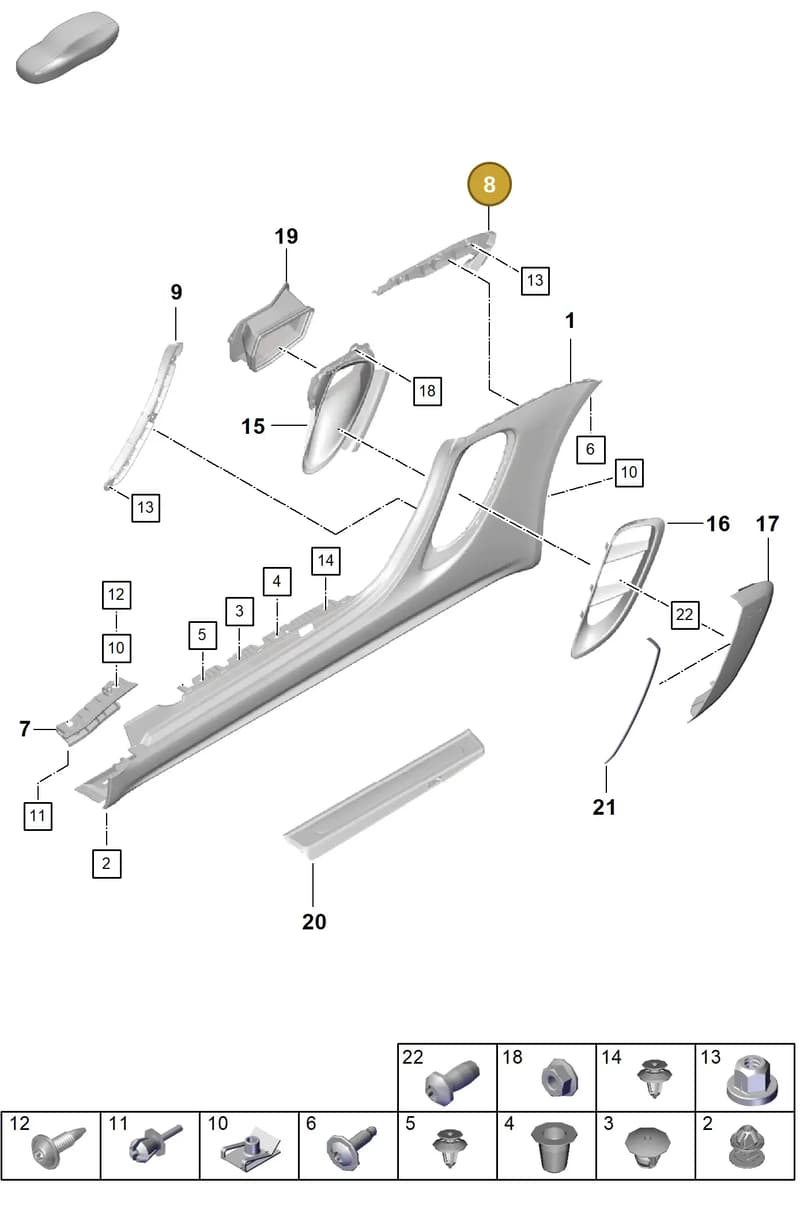 982854944A — Porsche Boxster Spyder (2019-2020) diagram p55801900, position 8