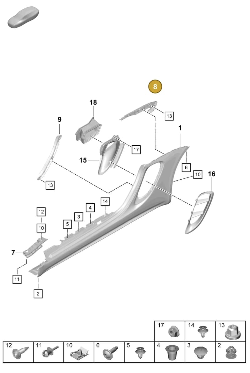 982854944A — Porsche Boxster Spyder (2019-2020) diagram p54801900, position 8